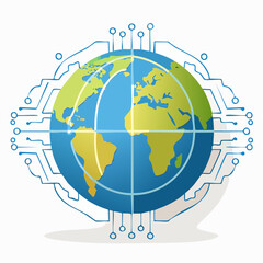 Fototapeta premium Global Network World Map