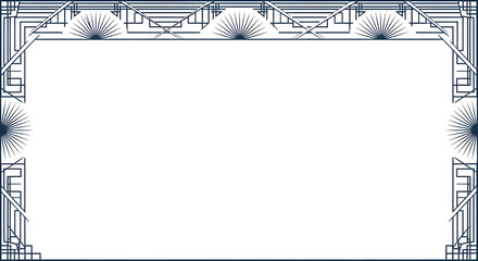 Elegant Art Deco border design with geometric patterns and sunburst motifs, perfect for invitations