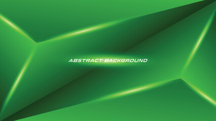 Abstract Green Geometric Background with Light Effects and Futuristic Design
