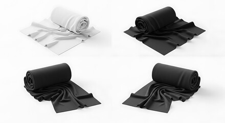 Rolled Blankets White and Black.