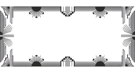Elegant Art Deco frame design with sunburst motifs and geometric patterns for luxurious invitations