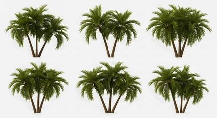 Fototapeta premium Palm Tree Assortment Isolated on White Background Perfect for Summer Vibes