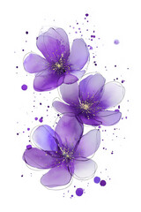 Minimalist AI watercolor painting of purple flowers