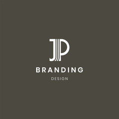 PJ or JP alphabet letter abstract logo design template