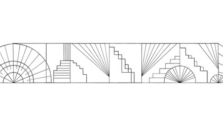 Abstract geometric design featuring stairs and radiating lines, a modern architectural concept