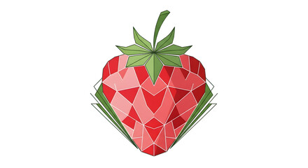 Striking geometric strawberry design with vibrant red and green tones for fresh branding