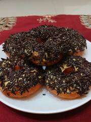 Delicious donuts with various toppings on top, a delicious snack choice that is easy to make