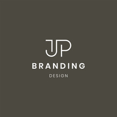 PJ or JP alphabet letter abstract logo design template