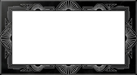 Elegant Art Deco black frame with white blank space, perfect for invitations and modern designs