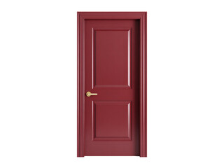 Elegant maroon interior door with gold handle modern design, Isolated On White Background, Png Transparent