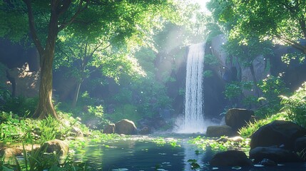 Forest Waterfall Serenity