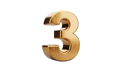 Fototapeta premium 3D Gold Number 3 - Shiny Metallic Golden Digit, Glossy Numeral Isolated on Black