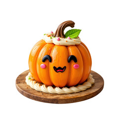Cheerful Pumpkinshaped Cake with Festive Decorations