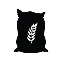 Sack of Grain Silhouette with Wheat Stalk, Agricultural Commodity Icon, grain sack silhouette vector illustration