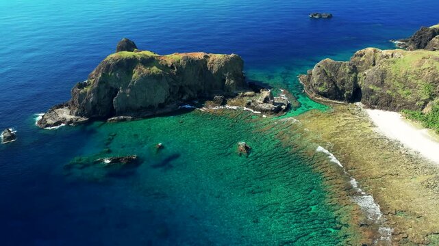 Aerial view of green island in Taiwan