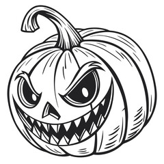 Vector art of a pumpkin with scary carved face, with white background