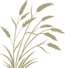 Beige grass silhouette vector illustration isolated on white background. Elegant wild plant artwork for natural, rural, decorative, and eco design themes. Stylish organic foliage graphic.