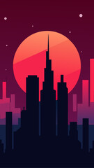 Fototapeta premium Silhouette city with a sunset background