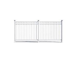 White aluminum fence section residential outdoor security, Isolated On White Background, Png Transparent