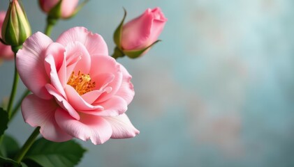 Fototapeta premium Delicate pastel roses, lilies, ranunculus detail , spring flowers, romantic