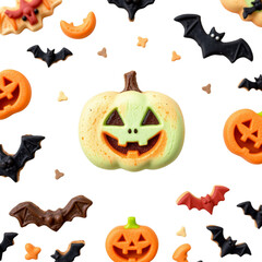Halloween Treats with Jackolantern Pastry and Candies