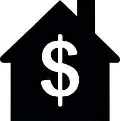 House Price Black and White Square Icon
