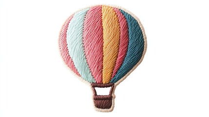 Colorful hot air balloon embroidery design.