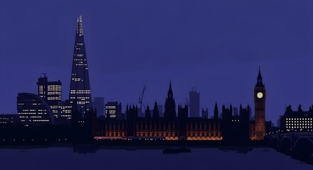 Obraz premium London Skyline at Dusk: Iconic Landmarks and River Thames View