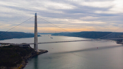 Fototapeta premium Yavuz Sultan Selim Bridge or the Third Bosphorus Bridge is a bridge built on the north side of the Istanbul Bosphorus overlooking the Black Sea.
