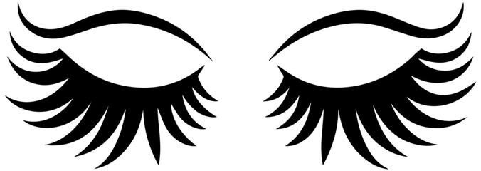 Elegant closed eyes with long lashes for beauty, fashion, and makeup design elements