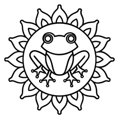 Mandala Frog Line Art Vector Icon