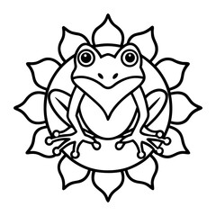 Mandala Frog Line Art Vector Icon