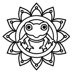 Mandala Frog Line Art Vector Icon