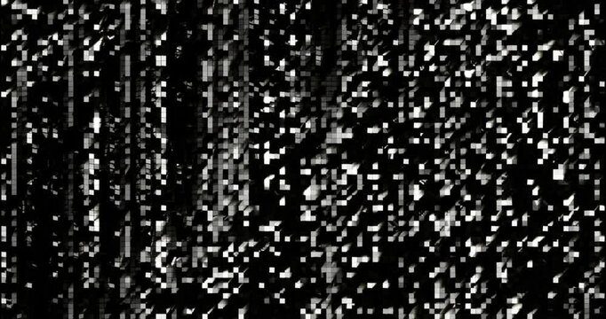 Silver sequins turn up in a random pattern. Top view of gorgeous waving background. 4K 3D rendering loop animation.