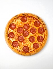 Round pizza with pepperoni