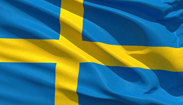 Wavy Sweden Flag with Nordic Cross