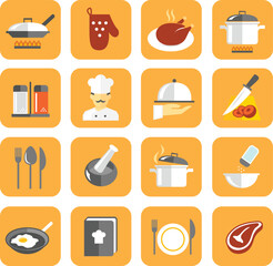 Set of Cooking icon. Kitchen icon. White icons. Vector. Illustration. EPS10