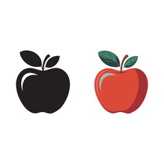Apple icons. Red and silhouette apple vector. healthy sweet fruit