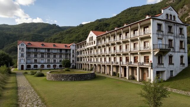 Termas Radium Hotel Serra da Pena in Sortelha, Portugal. Abandoned Building