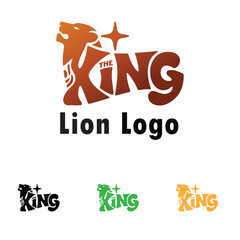 Fototapeta premium Lion King vector logo template. Wild animal lion. Luxury Lion King Premium Logo Design Inspiration.