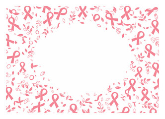 Pink Ribbon & Leaf Pattern - Health Awareness Vector