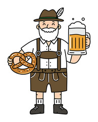 Bavarian Bartender Vector - Beer & Pretzel