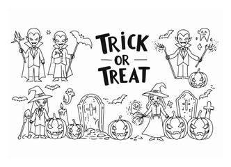 Halloween Banner: Vampires, Witches, Pumpkins, Trick or Treat