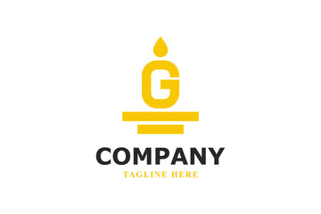 modern candle letter g logo design