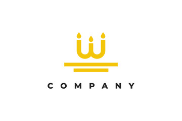 modern candle letter w logo design
