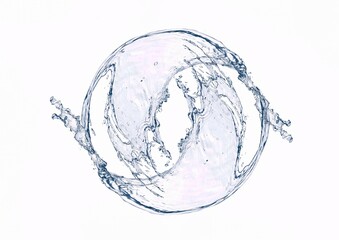 白背景に抽象的な青い水の玉の3dイラスト