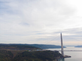 Obraz premium Yavuz Sultan Selim Bridge or the Third Bosphorus Bridge is a bridge built on the north side of the Istanbul Bosphorus overlooking the Black Sea.