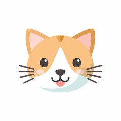 Adorable cartoon cat face with big eyes and pink cheeks brings joy to any project