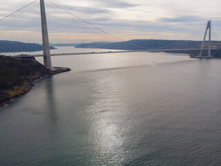 Fototapeta premium Yavuz Sultan Selim Bridge or the Third Bosphorus Bridge is a bridge built on the north side of the Istanbul Bosphorus overlooking the Black Sea.