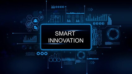 Smart innovation technology concept futuristic digital interface with data analytics graphs and icons representing business growth and progress - Powered by Adobe